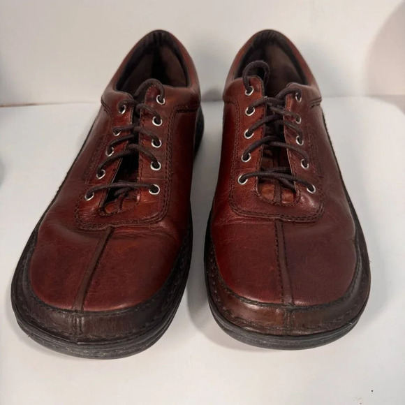 MERRELL SOJOURN BROWN LEATHER MENS 8M OXFORD SHOES‎ CAMPING PERFORMANCE OUTDOOR - Picture 1 of 7